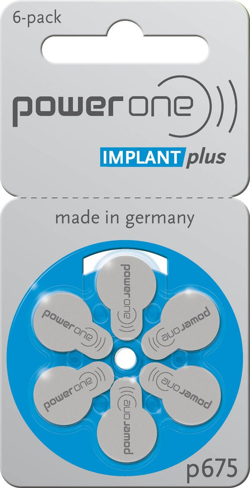 Power One p675 Implant Plus Cochlear Battery - 6 pack