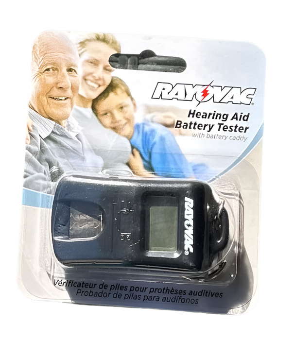 The Rayovac Hearing Aid Battery Tester tests your hearing aid batteries to ensure they are working efficiently.