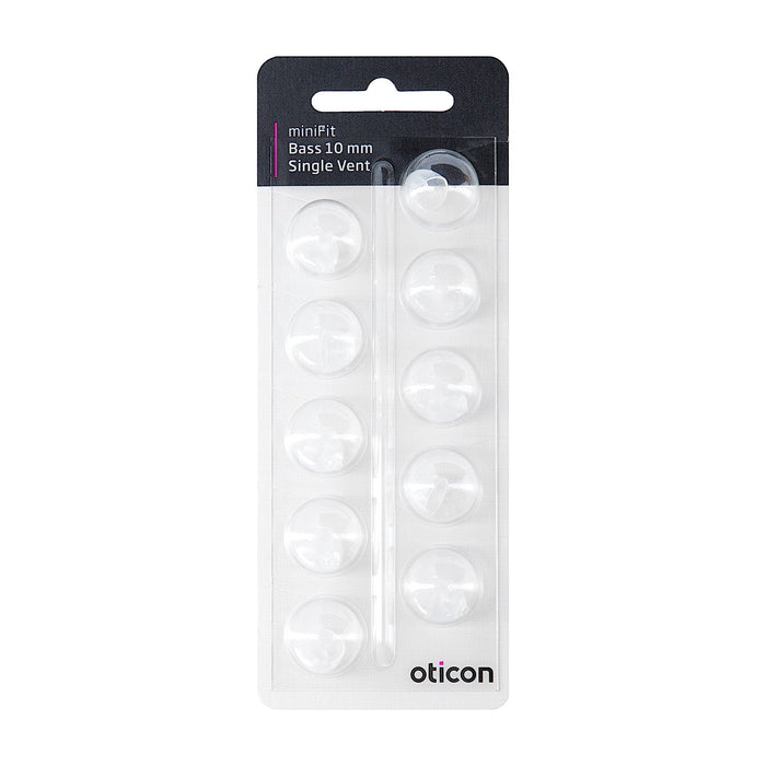 Oticon miniFit 10mm Bass Single Vent Dome in new 2020 Packaging