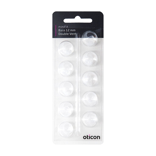 Oticon miniFit Bass 12mm Double Vent Dome Piece in new 2020 Packaging