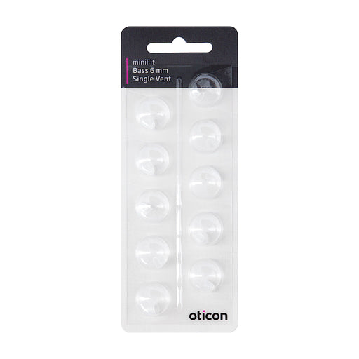 Oticon miniFit Bass 6mm Single Vent Dome Piece in new 2020 Packaging