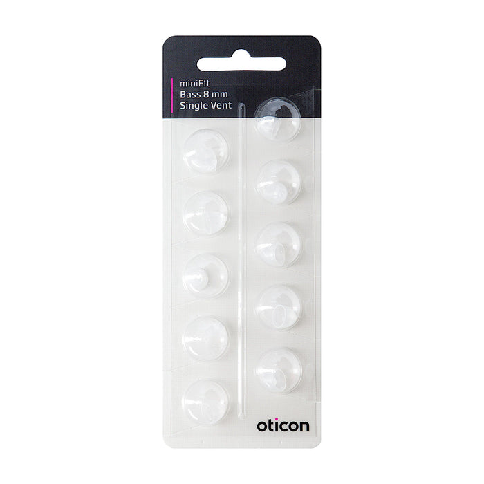 Oticon miniFit 8mm Bass Single Vent Dome Piece in new 2020 Packaging