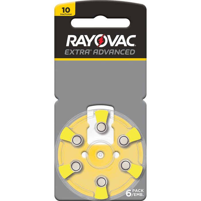 Rayovac Extra Advanced Size 10 Hearing Aid Batteries 6 Pack 2018 Packaging 