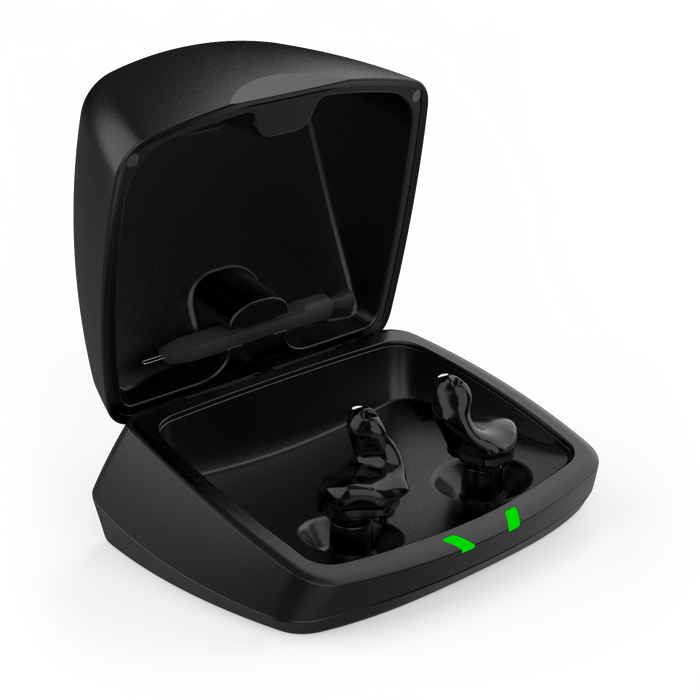 Starkey Custom Charger Open Lid with Black Shell Custom Hearing Aids SW 